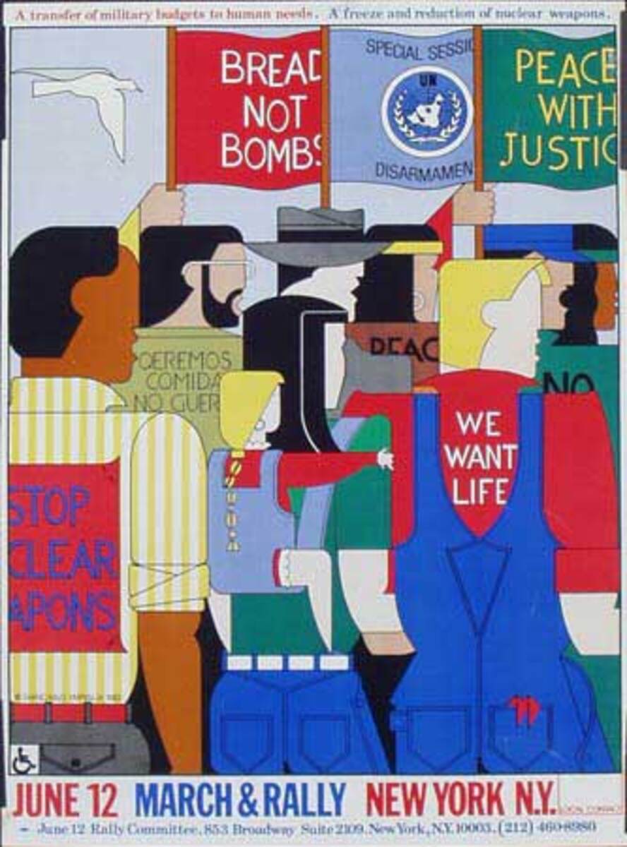 Peace Not Bombs, Anti Nuclear Weapons Rally Original Anti-War Poster