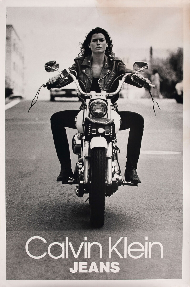 Calvin Klein Jeans Original Advertising Poster Babe with Motorcycle ...