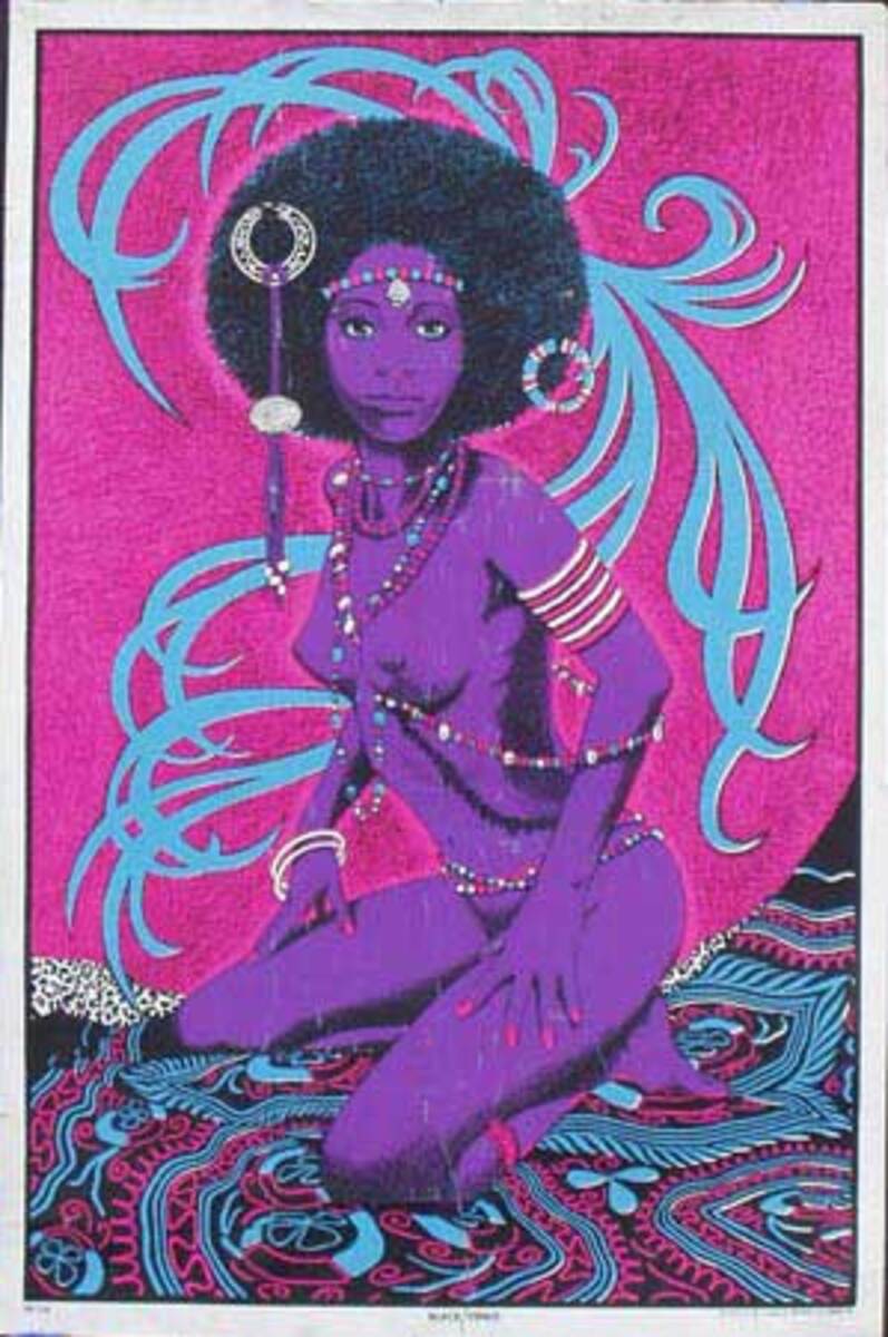 Black Venus day glo black light Original Vintage Psychedelic Era Poster