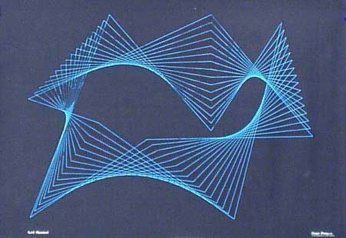 Original Vintage 1960s Psychedelic Poster Blue Line Graphic