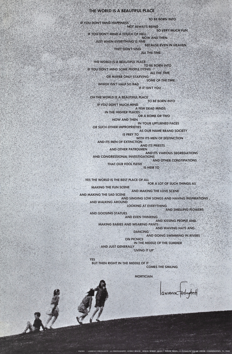 Lawrence Ferlinghetti Poem Original Vintage 1960s Psychedelic Poster