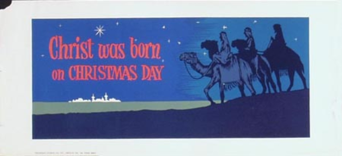 Stock Original Advertising Poster Christ Was Born