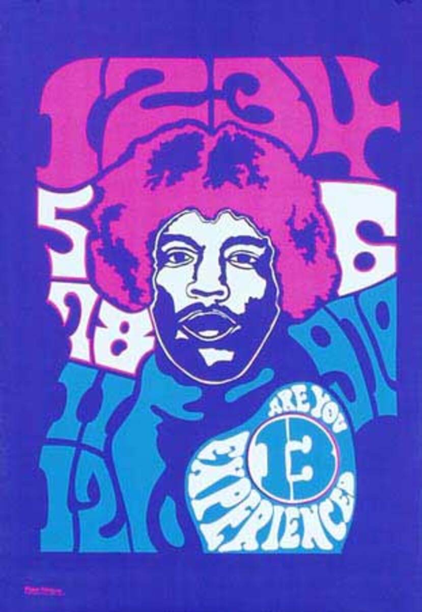 Jimi Hendrix 13 Original Vintage 1960s Psychedelic Poster