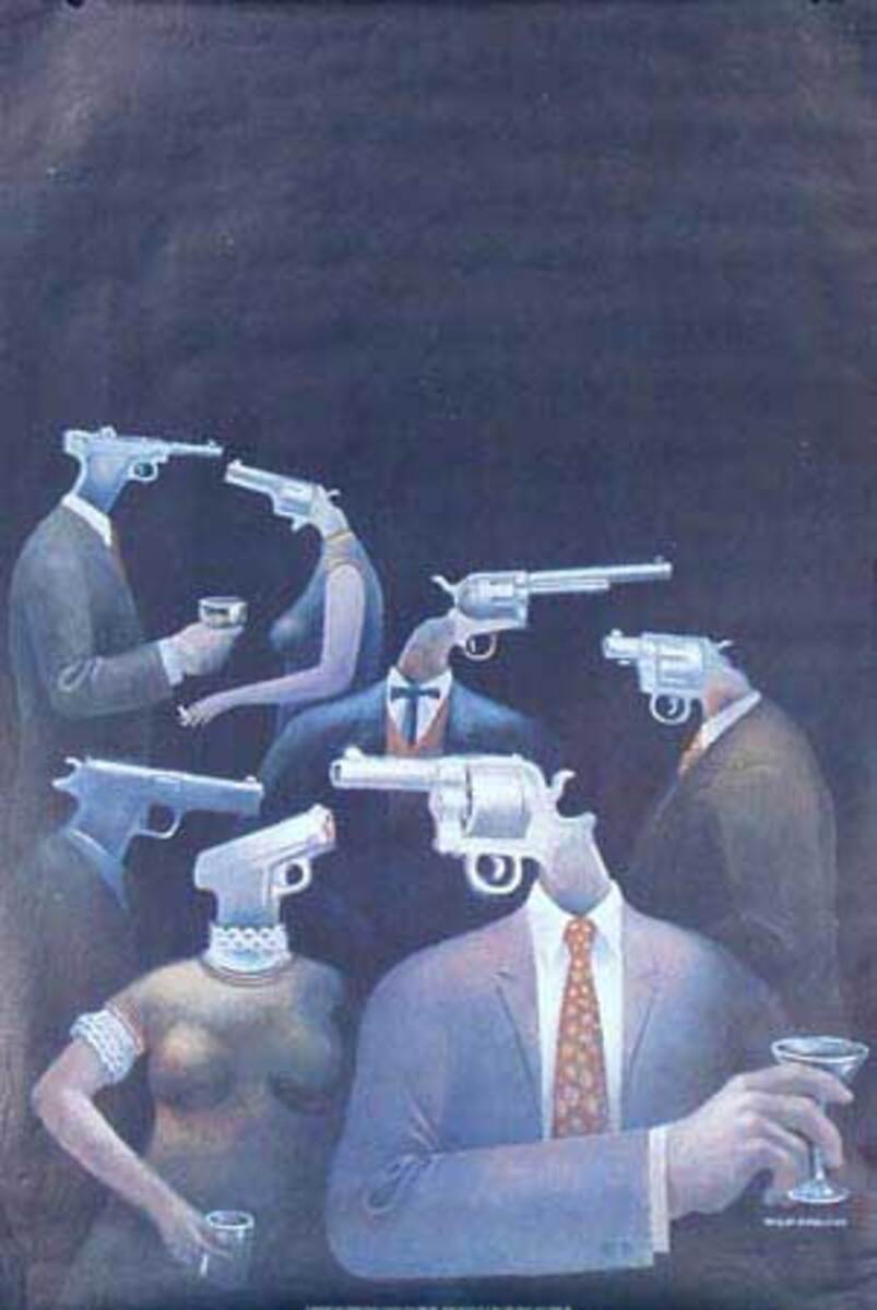 Psychology Today Gun Heads Original Vintage 1960s Psychedelic Poster