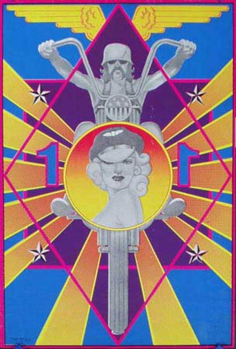 Original Vintage 1960s Psychedelic Poster Robbins Cycle