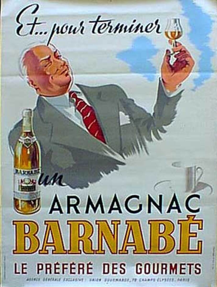 Armagnac Barnabe Original Advertising Poster