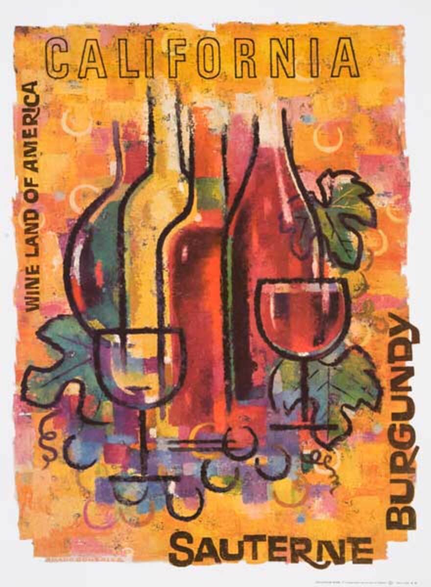 California, Wine Land of America, Original American Wine Promotion Advertising Poster Sauterne