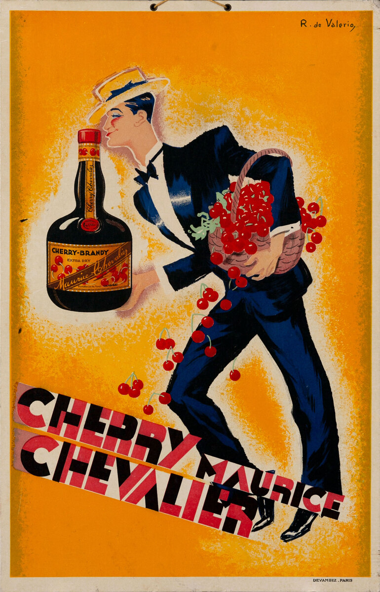 Cherry Maurice Chevalier Original French Advertising Poster large size