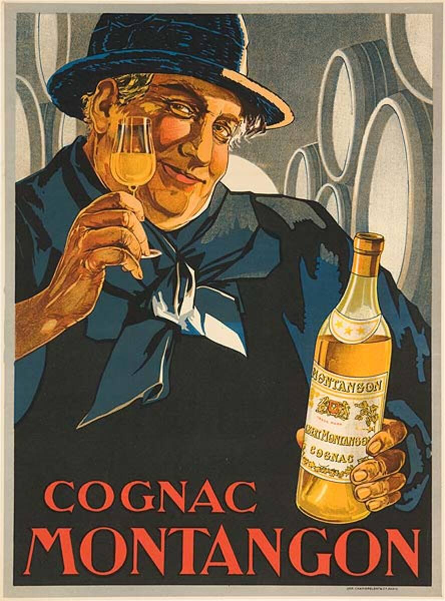 Cognac Montagon Original Vintage Advertising Poster