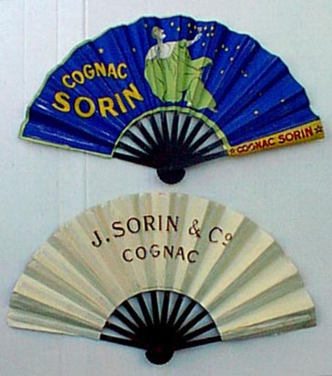 Original Vintage Advertising Fan Cognac Sorin
