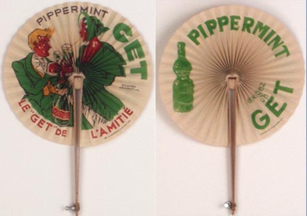 Original Vintage Advertising Fan Get Pippermint 