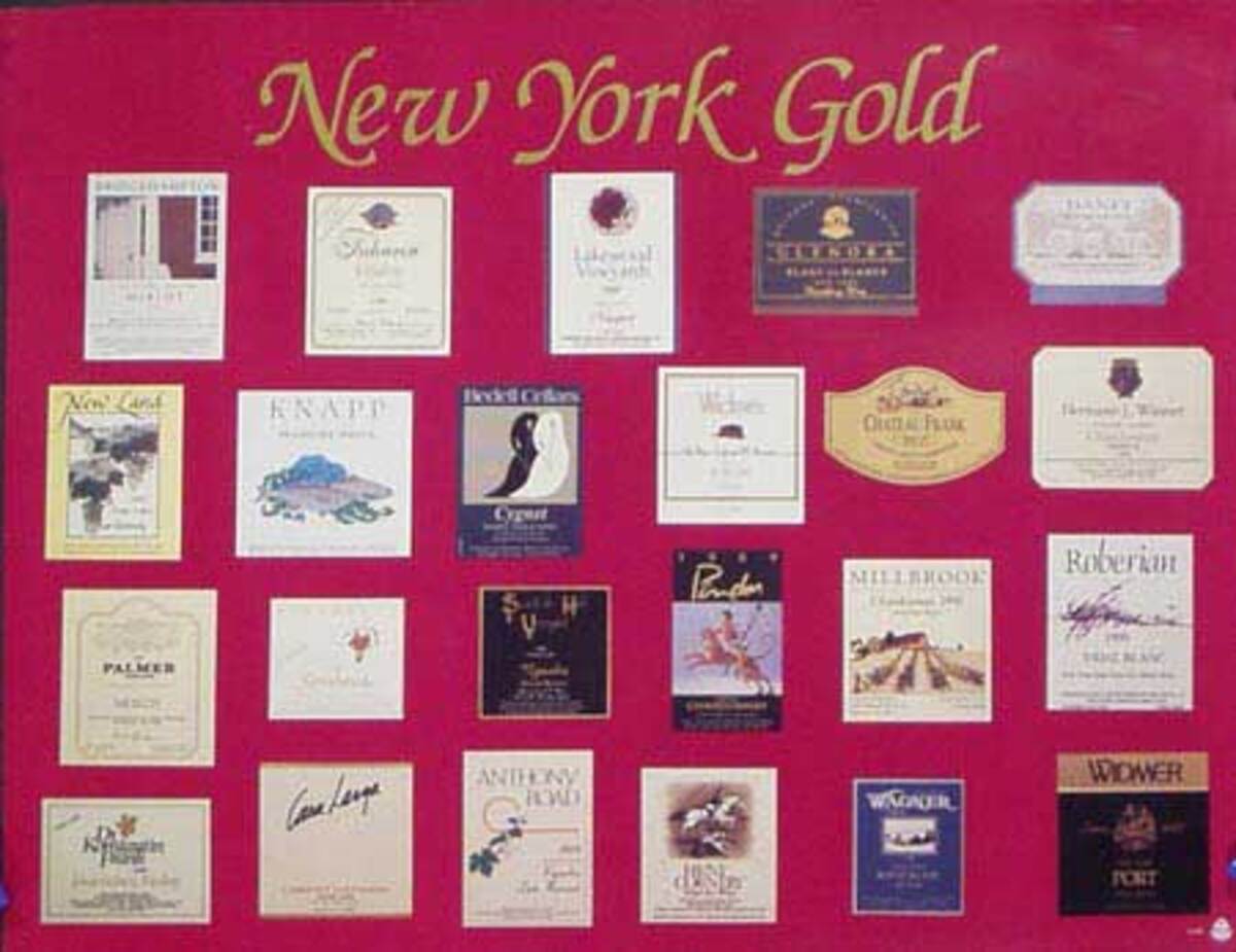 NY Wine Labels Original Advertising Poster