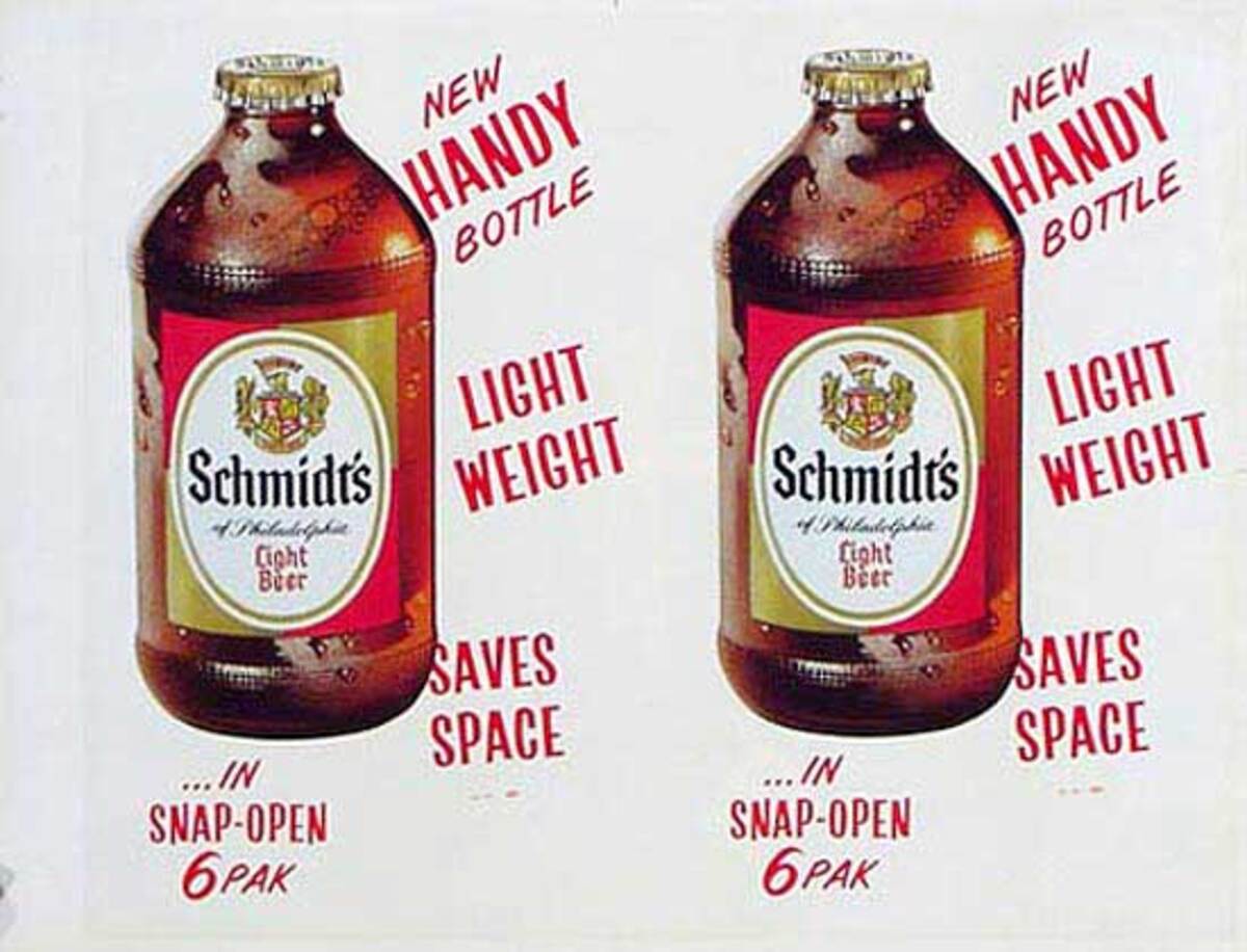 Schmidt's Beer Handy Bottle Original American Advertising Poster