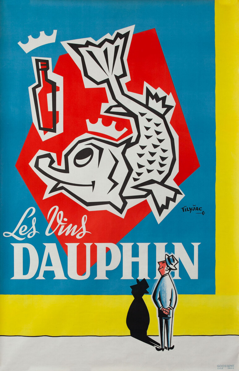 Les Vins Dauphin Original Vintage Advertising Poster