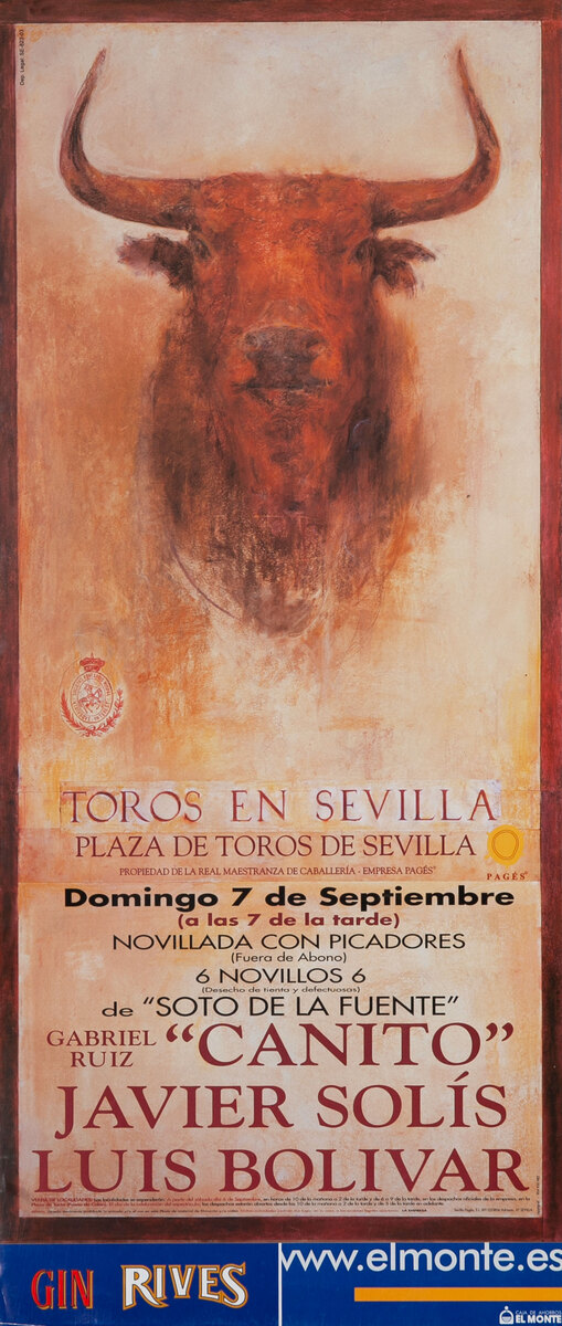 Sevilla Spain Original Spanish Bullfight Poster  bull head 