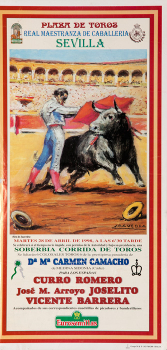 Sevilla Spain Original Spanish Bullfight Poster Camacho Romero