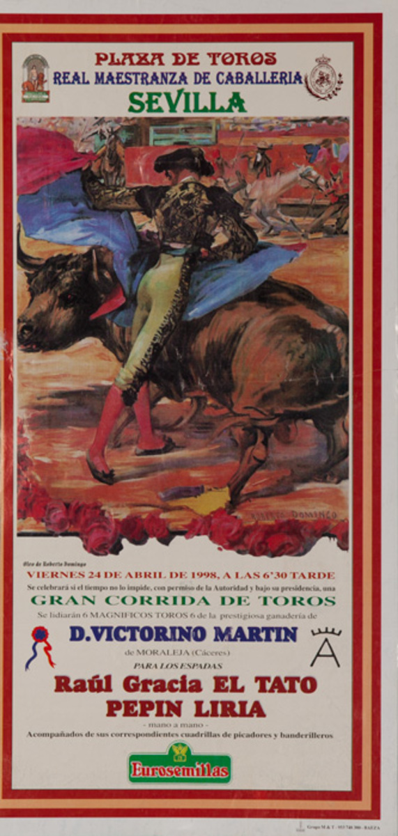 Sevilla Spain Original Spanish Bullfight Poster D. Victorino Martin
