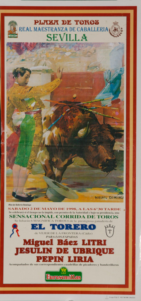 Sevilla Spain Original Spanish Bullfight Poster El Torero