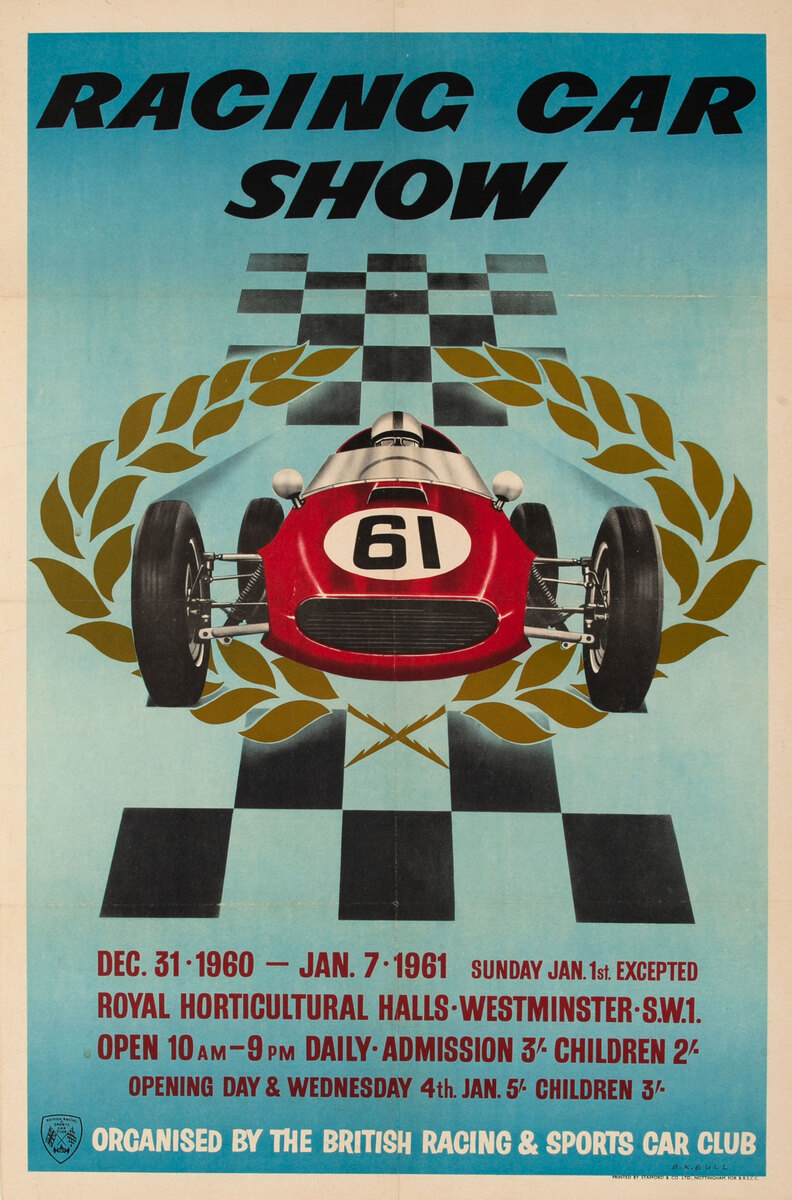 1961 Racing Car Show Original Racing Poster