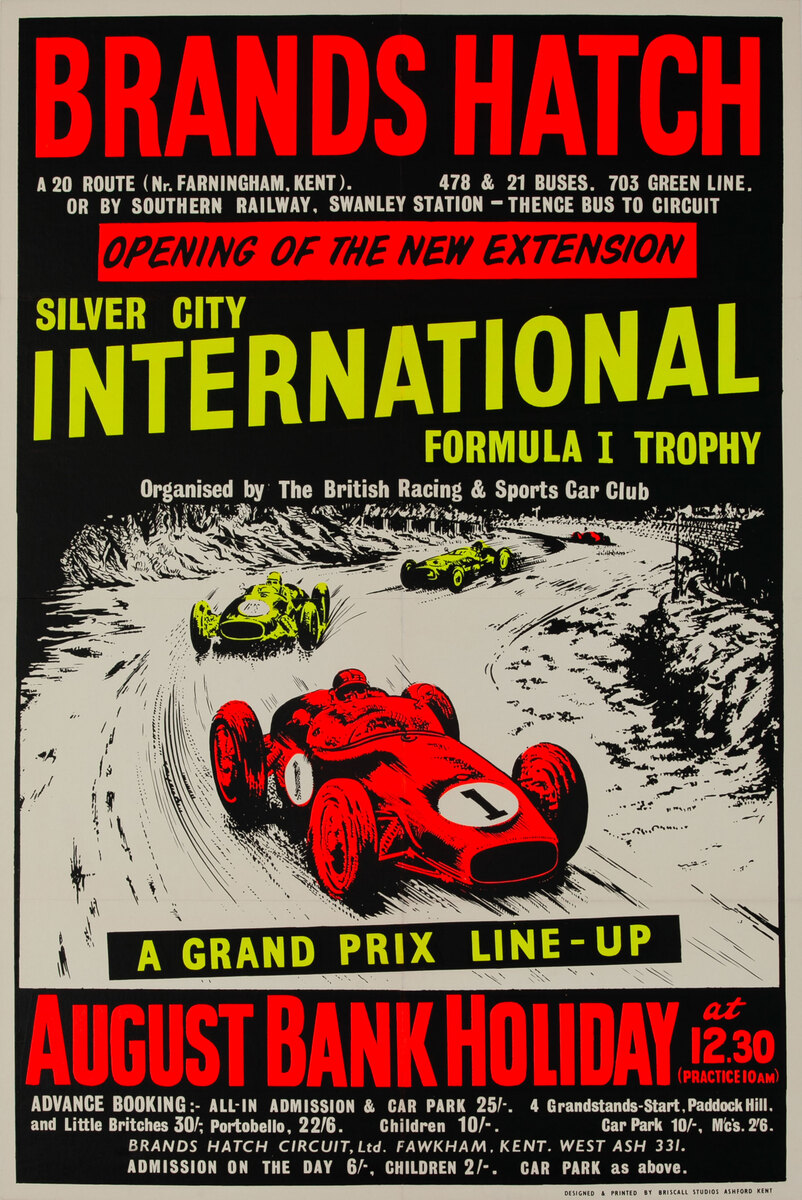 1961 Brands Hatch Formula 1 Original Racing Poster