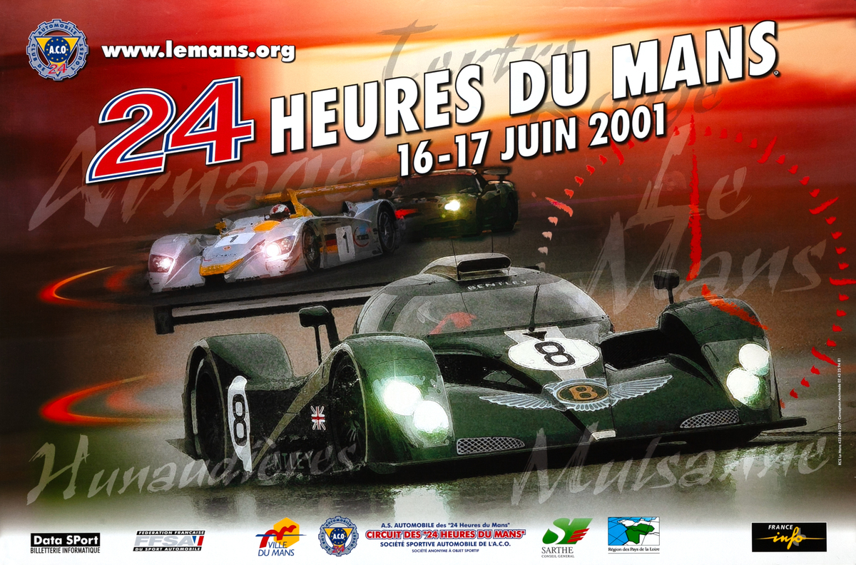 24 hours Le Mans 2001 Original F1 Racing Poster