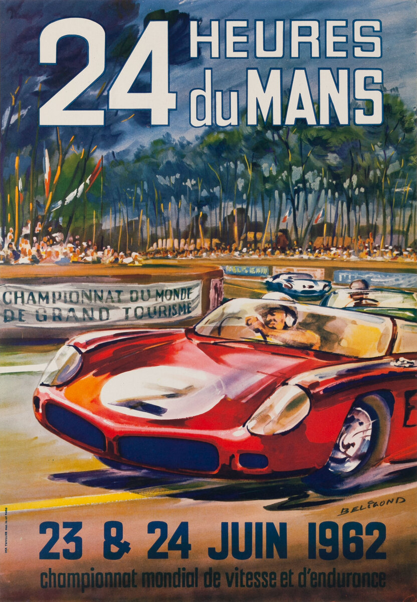 24 hours Le Mans 1962 Original F1 Racing Poster