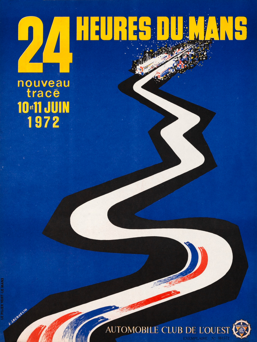 24 Hours Le Mans Formula 1 Original 1972 Travel Poster