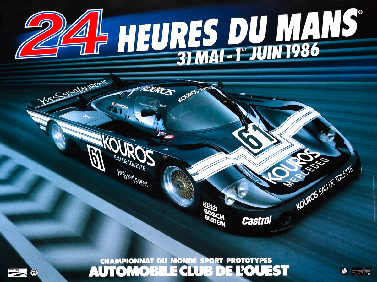 24 hours Le Mans 1986 Original F1 Racing Poster
