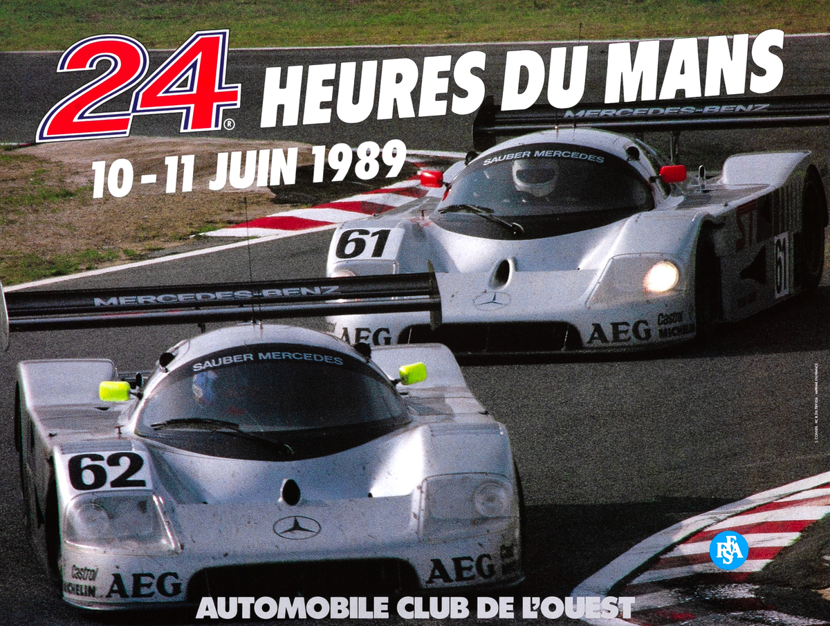 24 hours Le Mans 1989 Original F1 Racing Poster