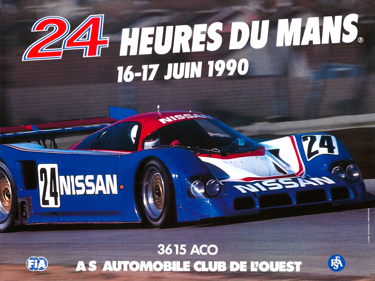 24 hours Le Mans 1990 Original F1 Racing Poster