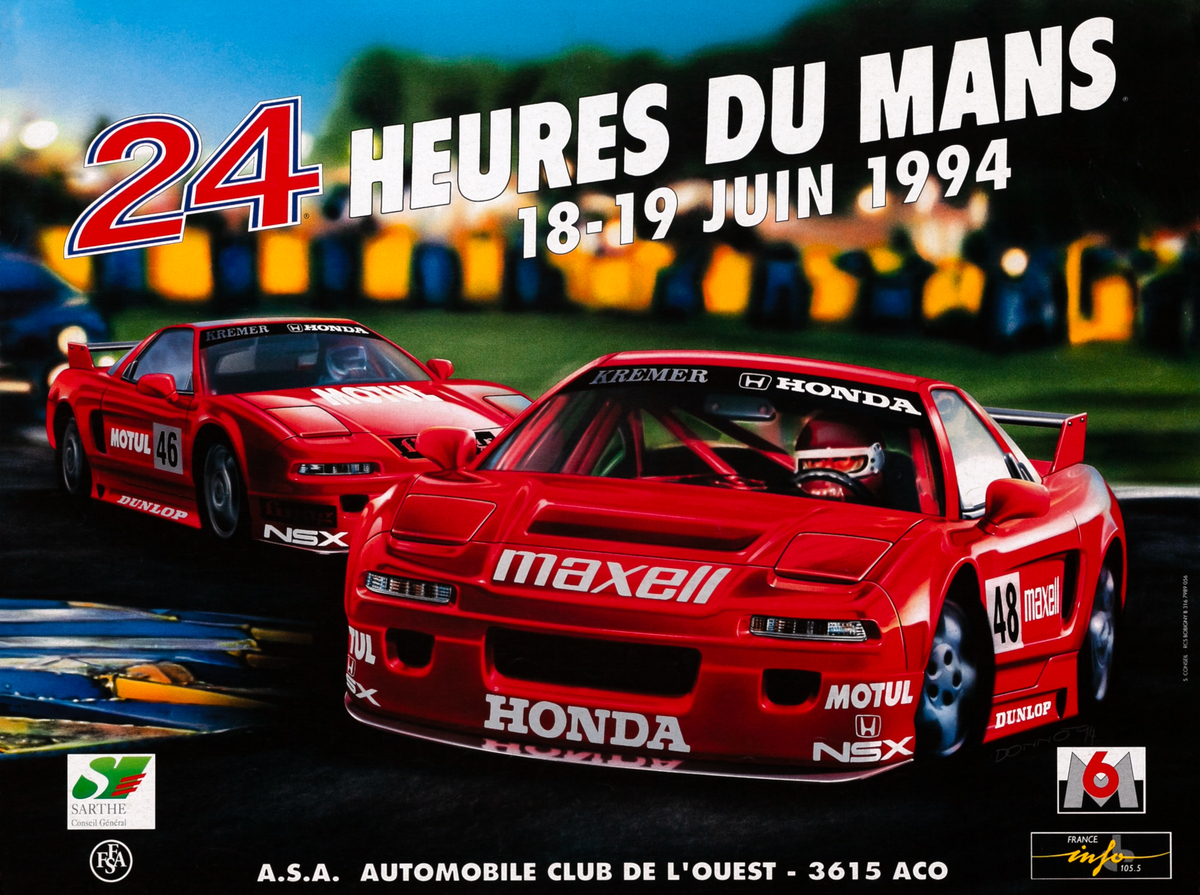 24 hours Le Mans 1994 Original F1 Racing Poster