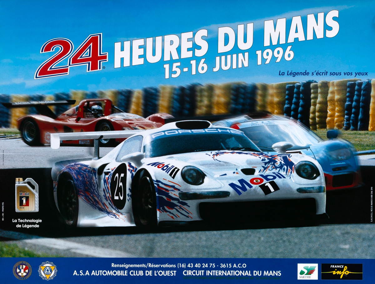 24 hours Le Mans 1996 Original F1 Racing Poster