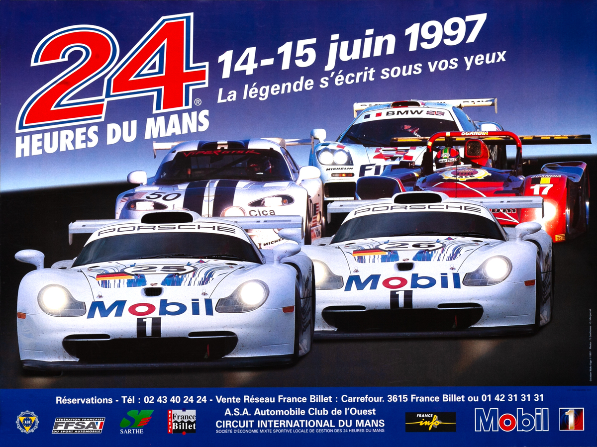 24 hours Le Mans 1997 Original F1 Racing Poster