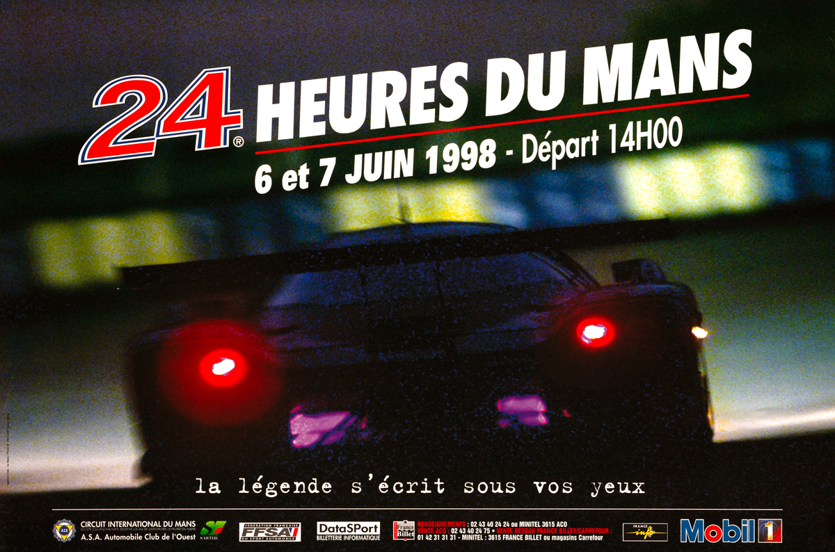 24 hours Le Mans 1998 Original F1 Racing Poster
