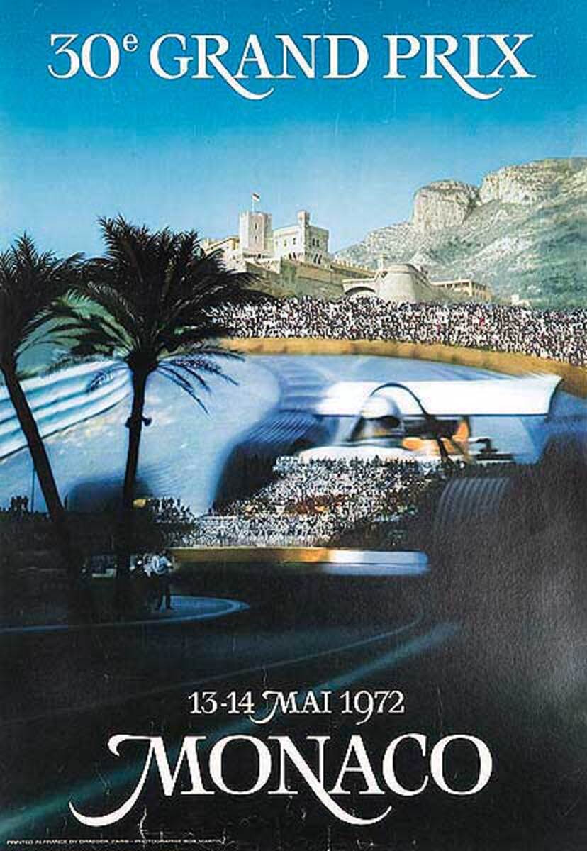 Monaco Grand Prix Original 1972 FI Racing Poster