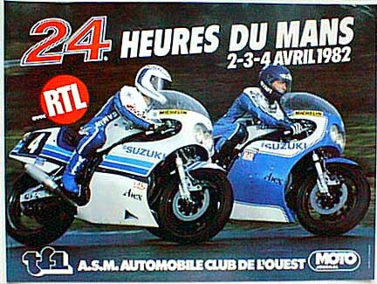Le Mans 24 Motorcycle Race 1982 Original Vintage Motorcycle Racing Poster