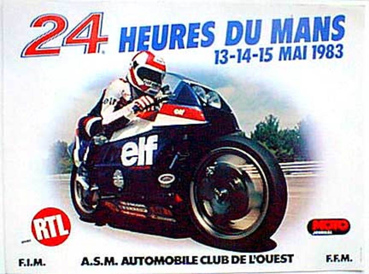 Le Mans 24 Motorcycle Race 1983 Original Vintage Motorcycle Racing Poster