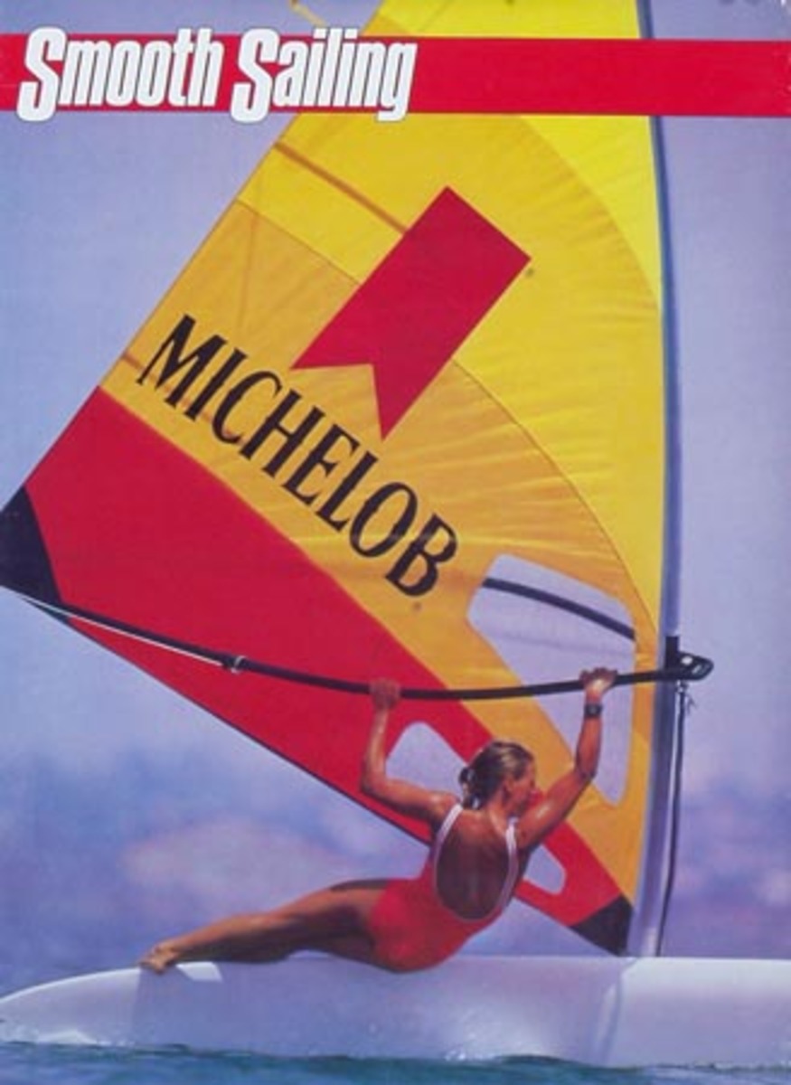 Michelob Beer Original Vintage Advertising Poster Shoes Windsurfer
