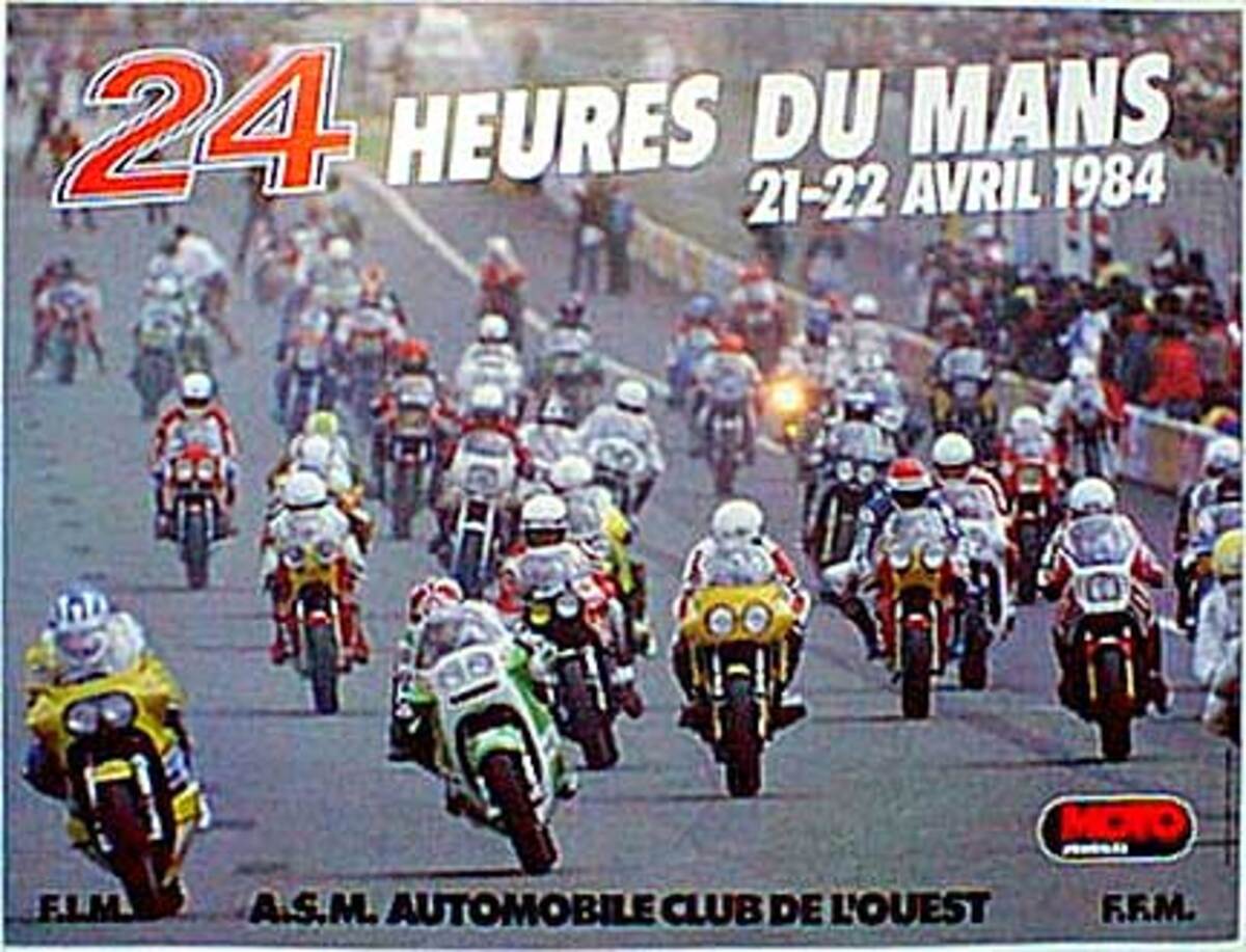 Le Mans 24 Motorcycle Race 1984 Original Vintage Motorcycle Racing Poster