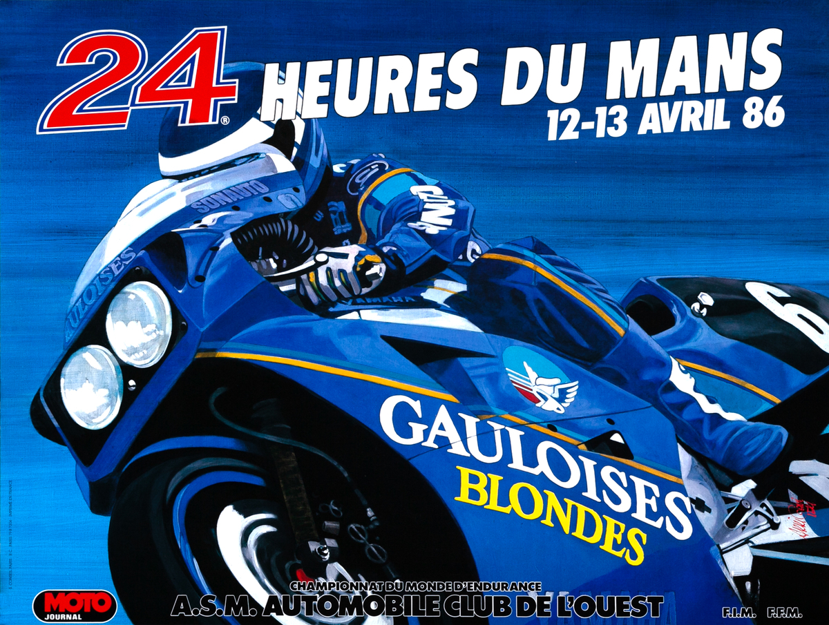 Le Mans 24 Motorcycle Race 1986 Original Motorcycle Racing Poster