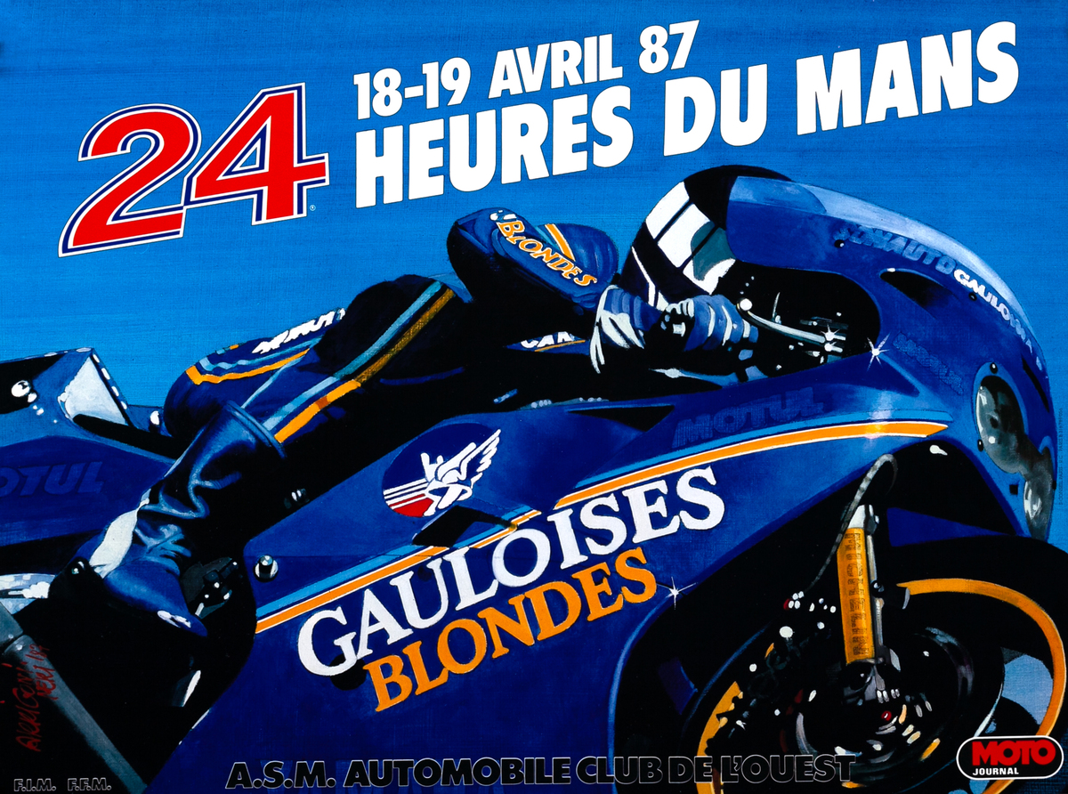 Le Mans 24 Motorcycle Race 1987 Original Motorcycle Racing Poster