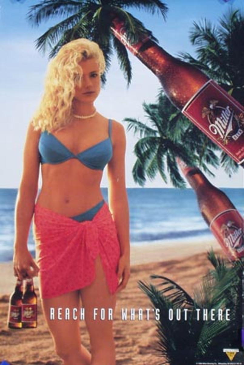 Miller Beer Original Advertising Poster Shoes babe in bikini