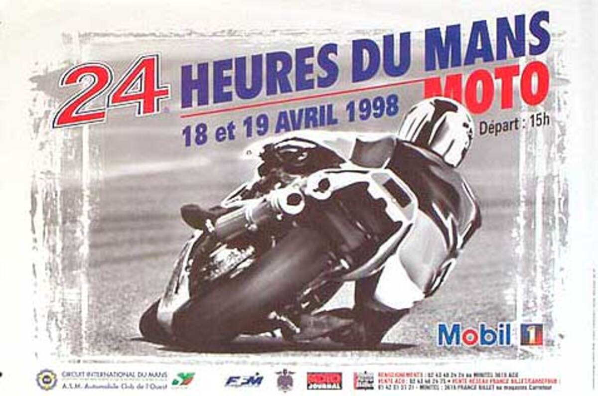 Le Mans 24 Motorcycle Race Original Vintage Motorcycle Racing Poster 1998