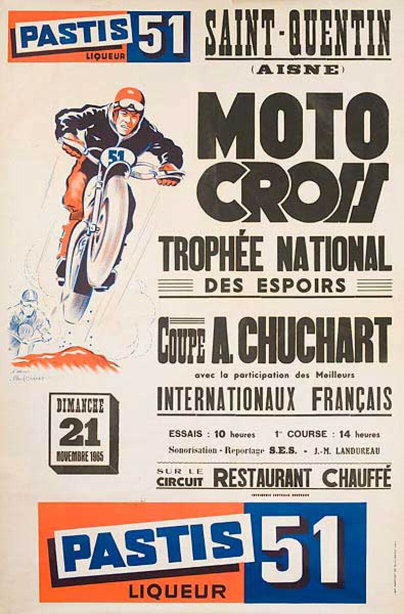 Motocross Original Motorcycle Racing Poster National Trophy Nov 21, 1965