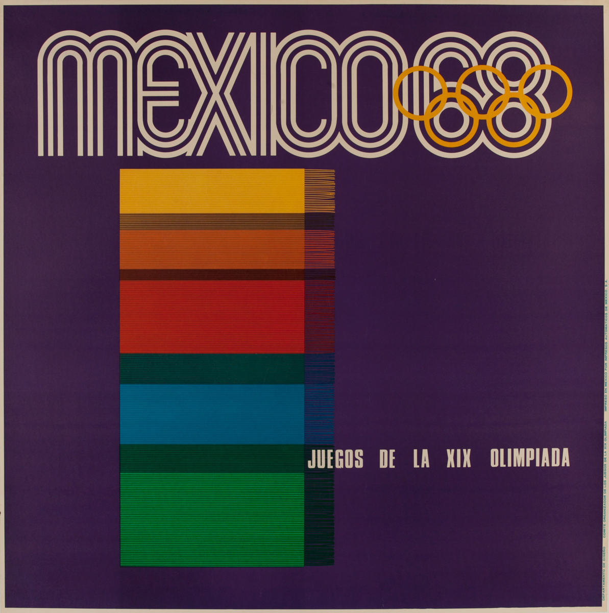 Original 1968 Mexico City Olympics Poster purple backround
