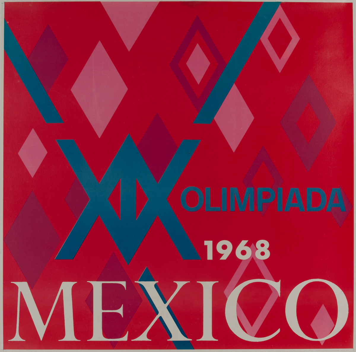 Original 1968 Mexico City Olympics Poster red angles