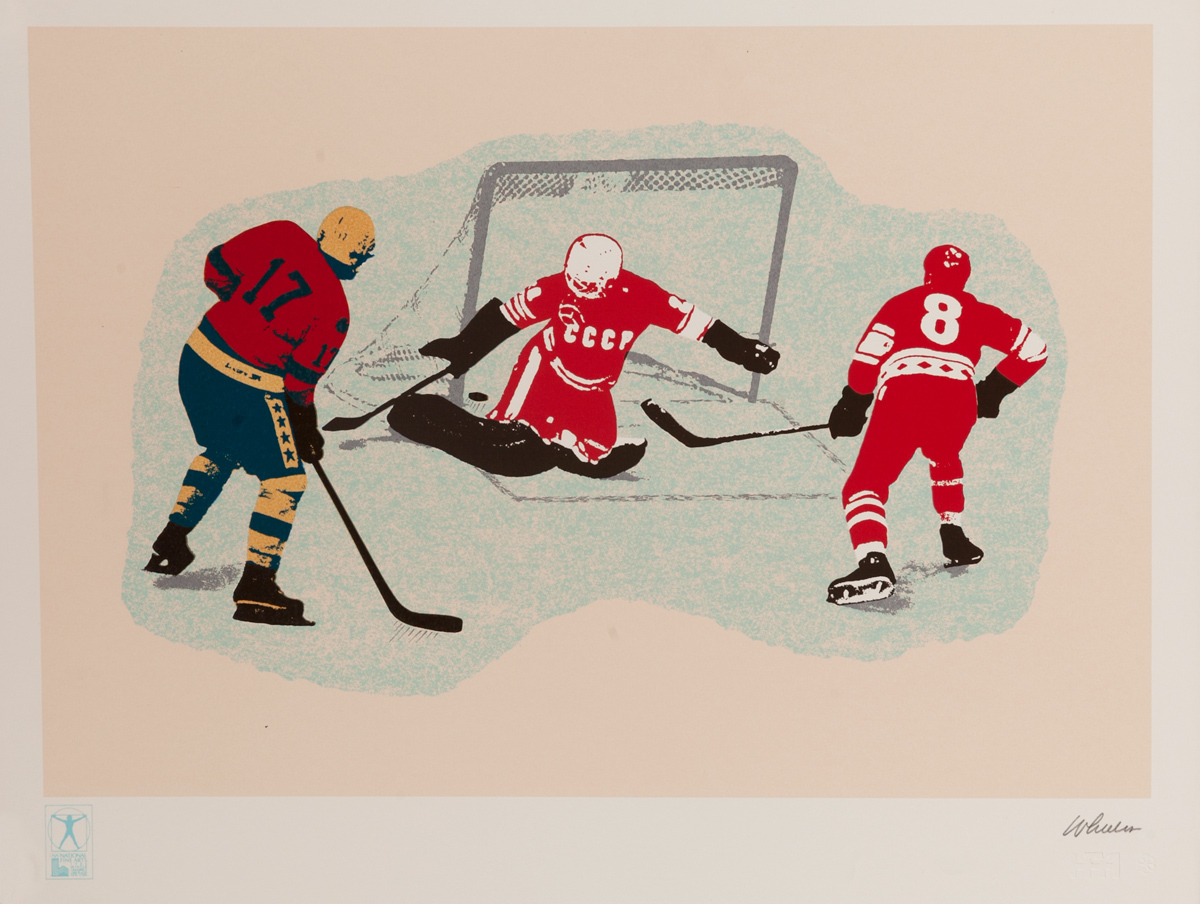 Original Vintage 1980 Lake Placid Olympics Poster Ice Hockey