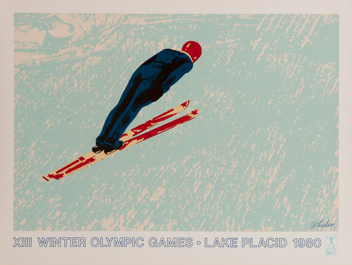 Original Vintage 1980 Lake Placid Olympics Ski Jump Poster