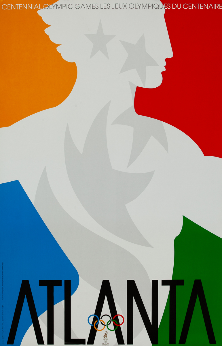 Original Vintage 1996 Atlanta  Olympics Poster The Athlete