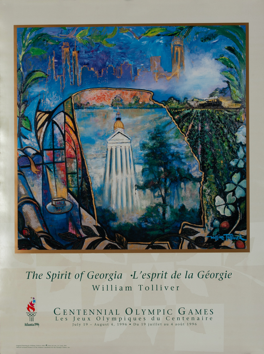 Atlanta Spirit of Georgia Original Vintage 1996 Atlanta Olympics Poster